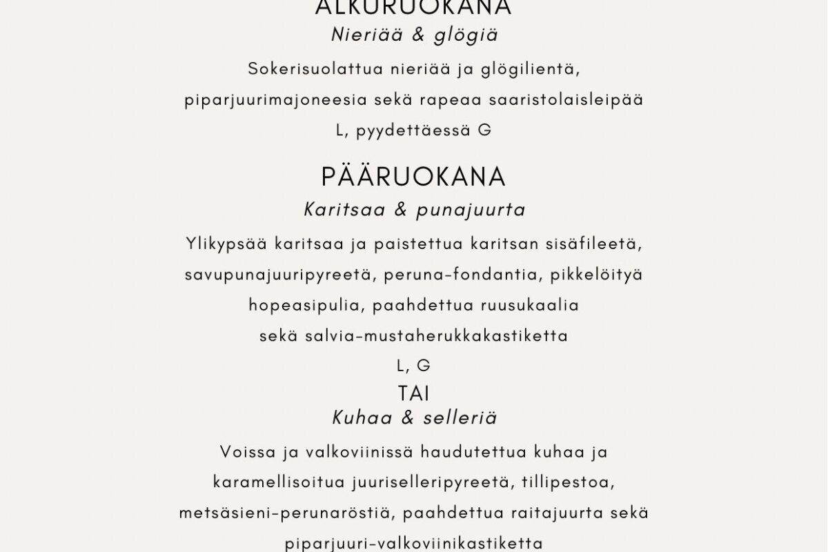 Pikkujoulumenu