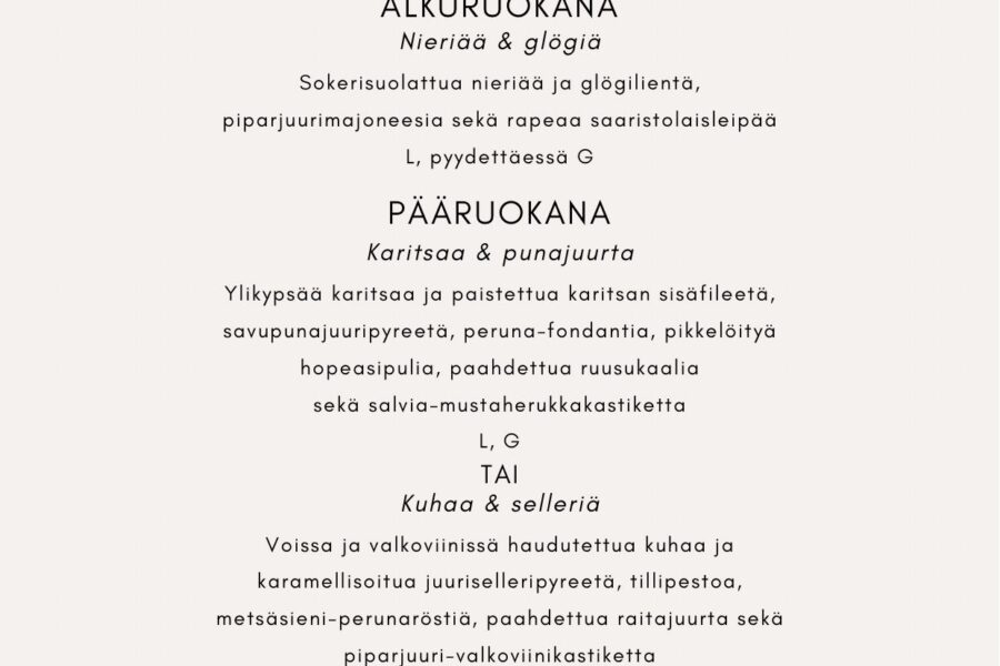 Pikkujoulumenu